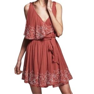 Free People Sylvia Sequin Beaded Flounce Mini Wrap Dress